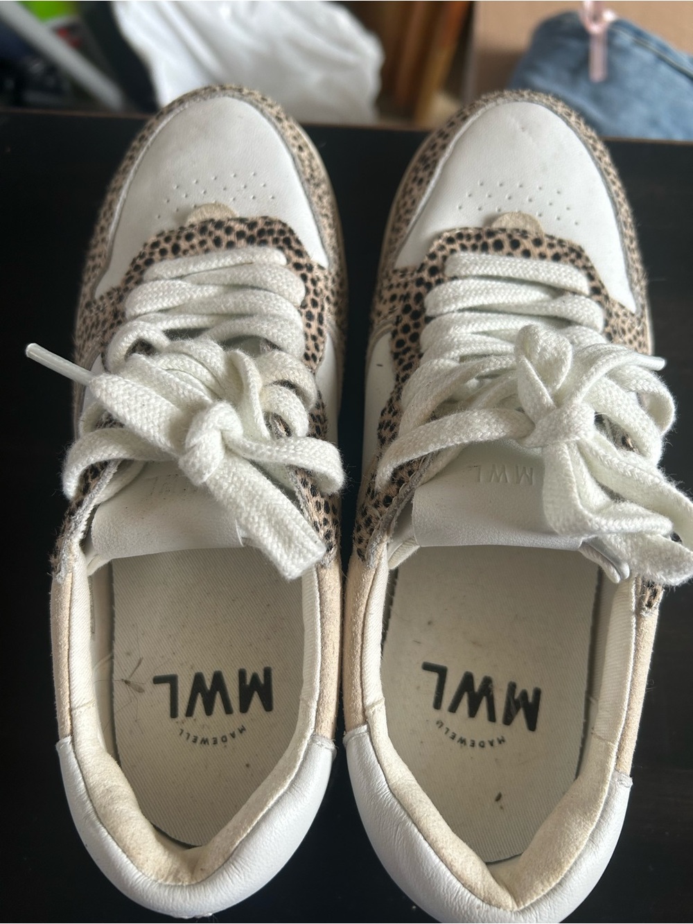 Madewell Cream Sneakers with Leopard Accents